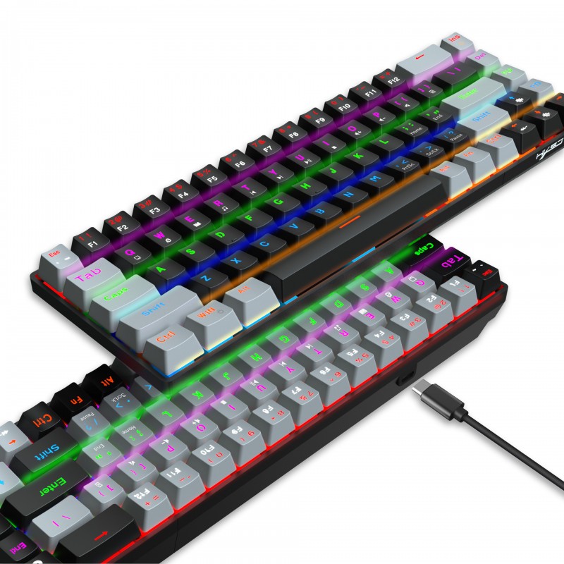 New 68 key green axis red axis mechanical keyboard double color RGB multiple backlight key line separation game keyboard in stock