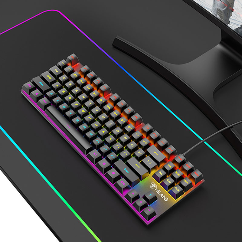Foreign trade cross border mk809 real mechanical keyboard 87 key green axis RGB game E-sports office notebook mechanical keyboard
