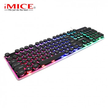 The manufacturer directly provides imiceusb desktop retro punk mechanical hand feeling suspended round hat E-sports luminous game keyboard