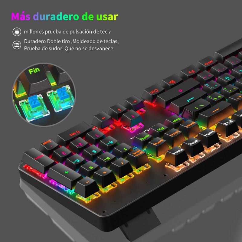 Spot Spanish 104 key wired mechanical keyboard game green axis plug-in axis Amazon express cross-border