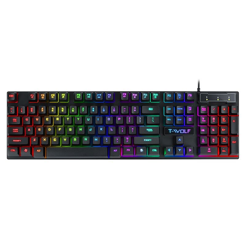 Thunder wolf T20 keyboard computer colorful backlight wired USB office character luminous single keyboard