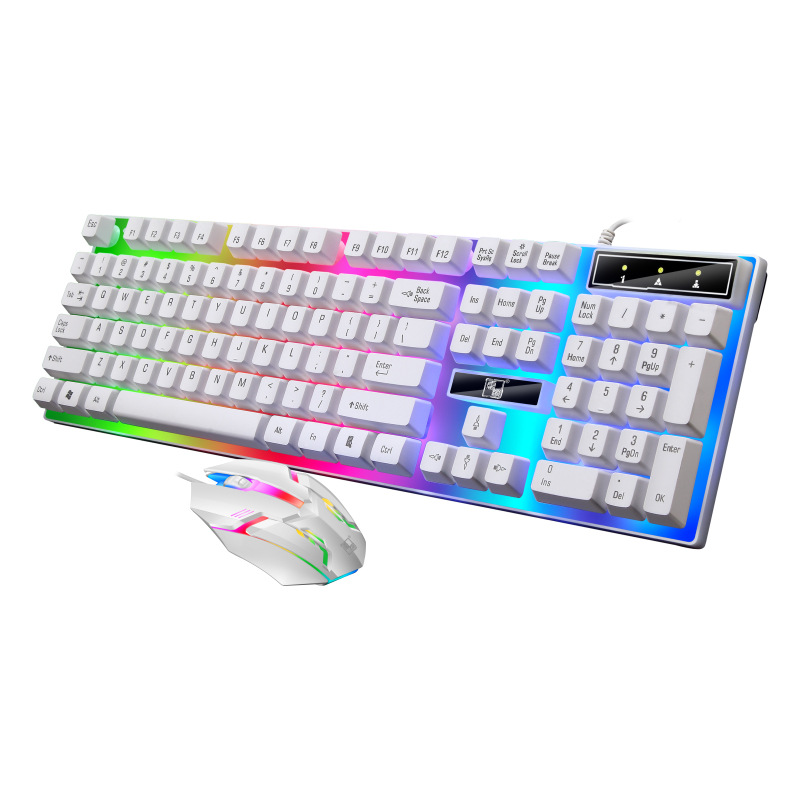Thunder scorpion lx-2020 suspension colorful luminous keyboard and mouse set USB wired mechanical handle keyboard and mouse set