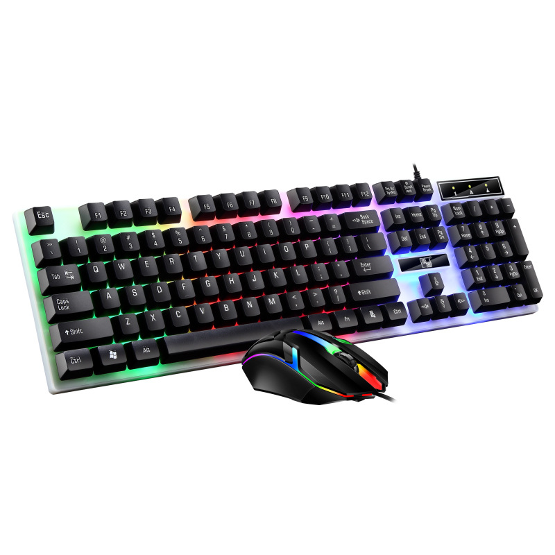 Thunder scorpion lx-2020 suspension colorful luminous keyboard and mouse set USB wired mechanical handle keyboard and mouse set