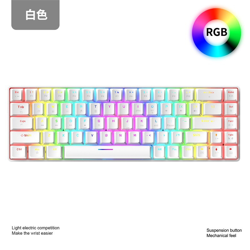 Cross border Amazon free wolf t8rgb keyboard 68 key RGB luminous game machine notebook mac60%