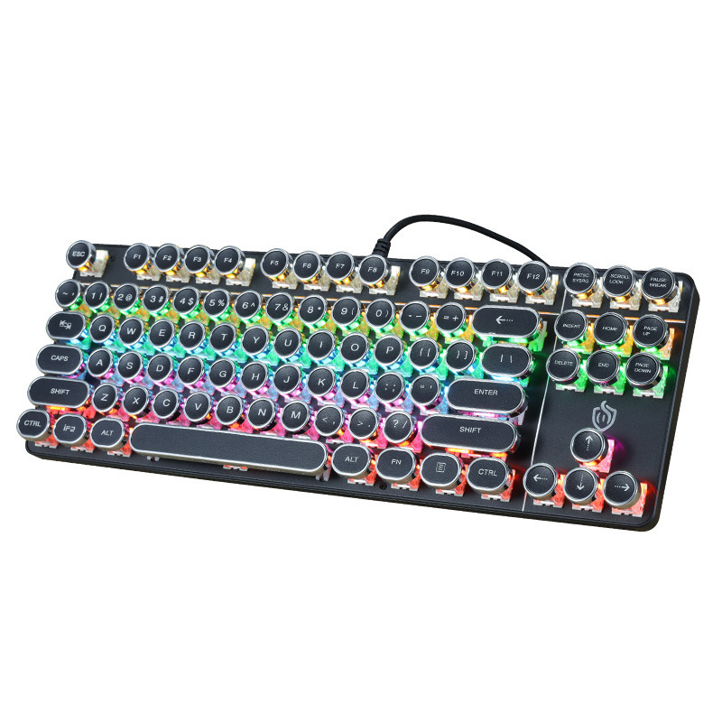 Cross border direct supply metal panel punk mechanical keyboard 87 key green axis game competitive office notebook Amazon