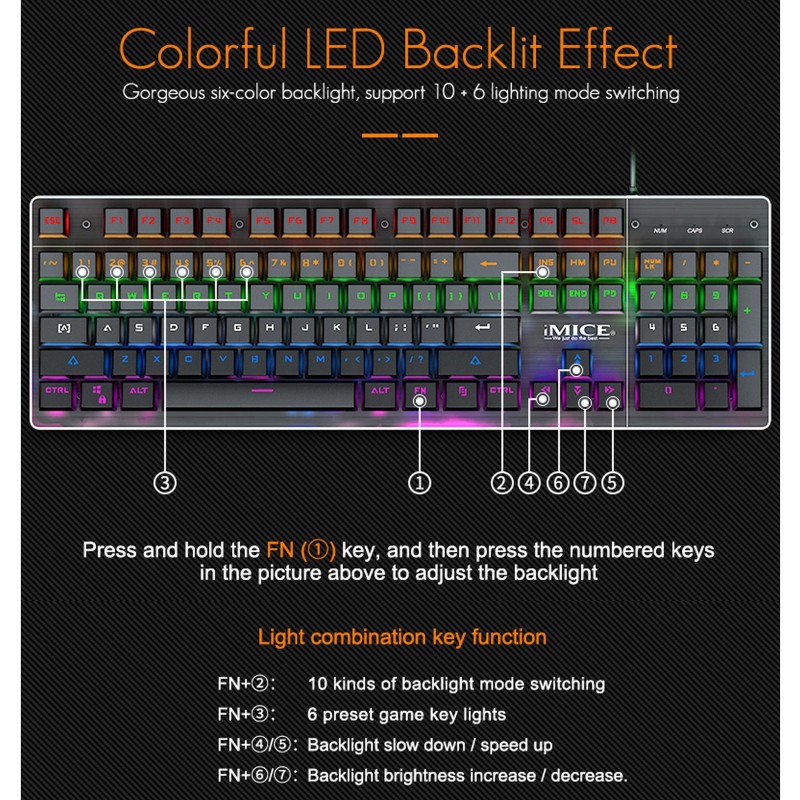 Imicemk-x80104 key mechanical green axis backlight limited game keyboard 