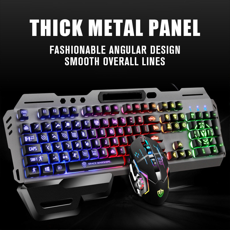 Wired luminous keyboard and mouse set mechanical hand feeling game breathing light keyboard and mouse set cross-border Amazon