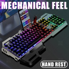 Wired luminous keyboard and mouse set mechanical h...