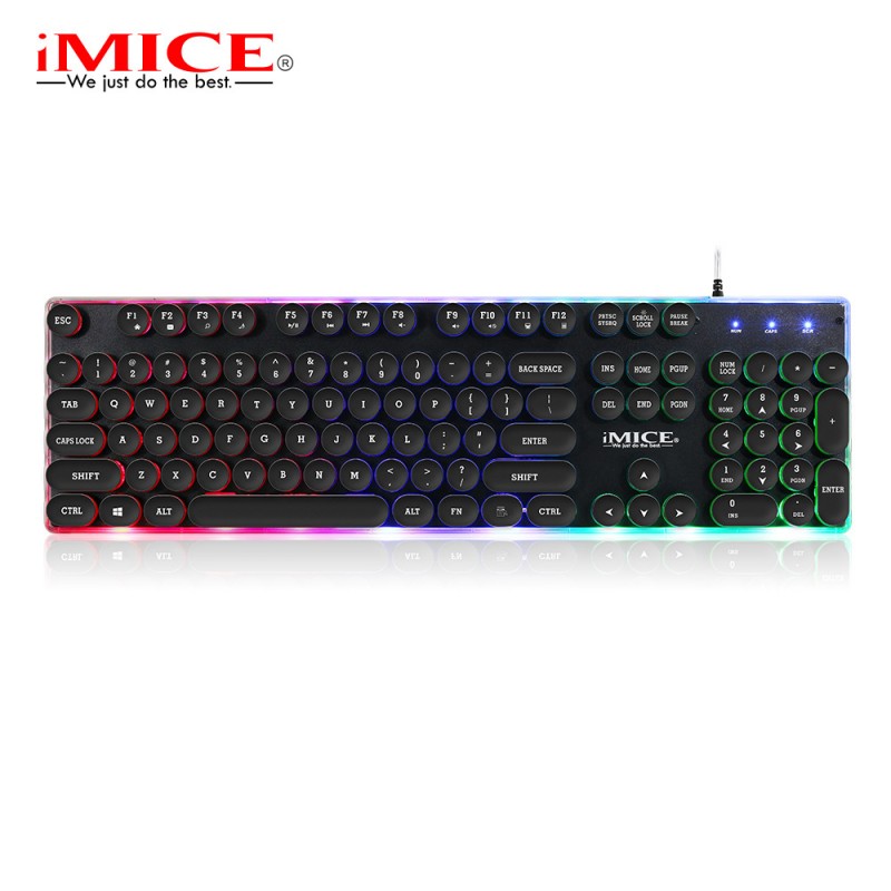 The manufacturer directly provides imiceusb desktop retro punk mechanical hand feeling suspended round hat E-sports luminous game keyboard