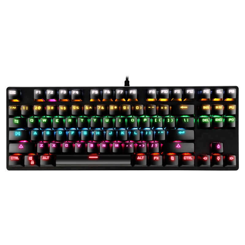Leilangzhen mechanical keyboard 87 key wired USB luminous game plug-in dial green axis notebook desktop keyboard
