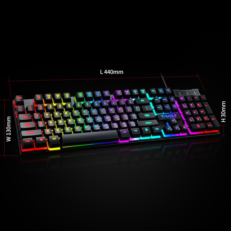 Thunder wolf T20 keyboard computer colorful backlight wired USB office character luminous single keyboard