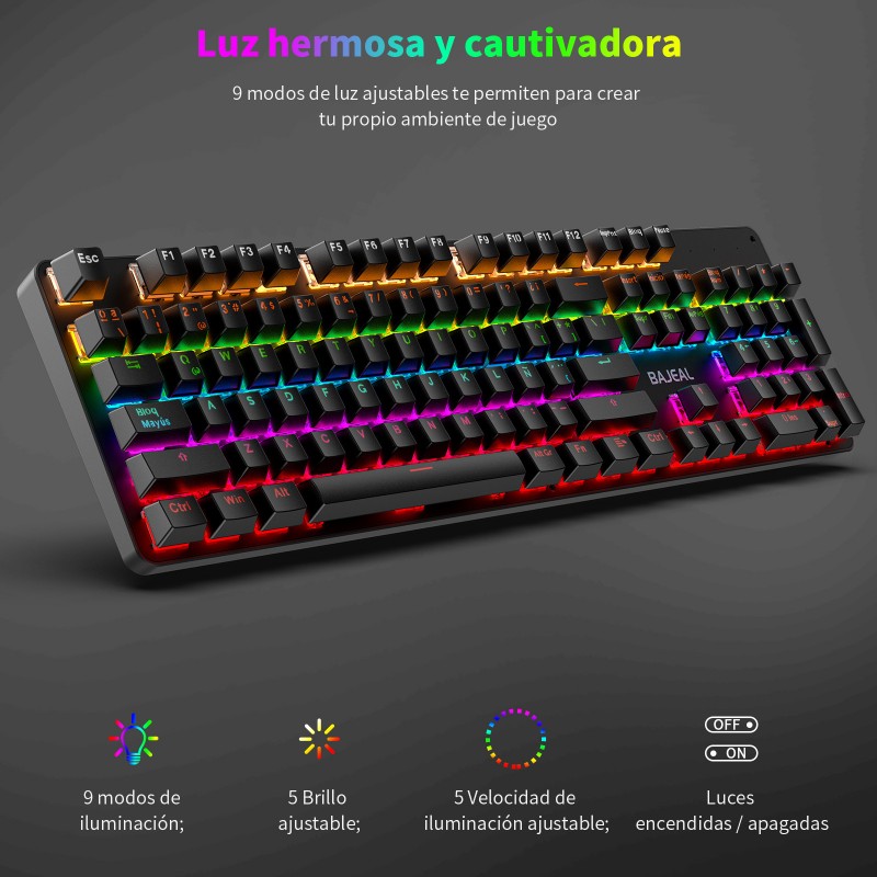 Spot Spanish 104 key wired mechanical keyboard game green axis plug-in axis Amazon express cross-border